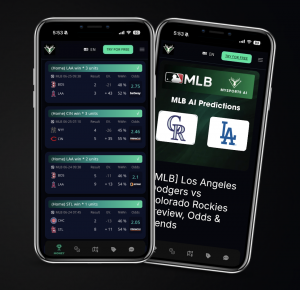 Mysports.AI interface showing live sports predictions and analytics.