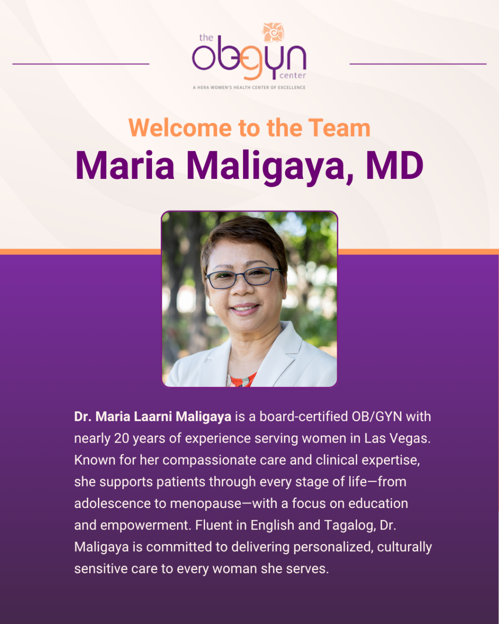 The Ob-Gyn Center Welcomes Dr. Maria Laarni R. Maligaya to the Team ...