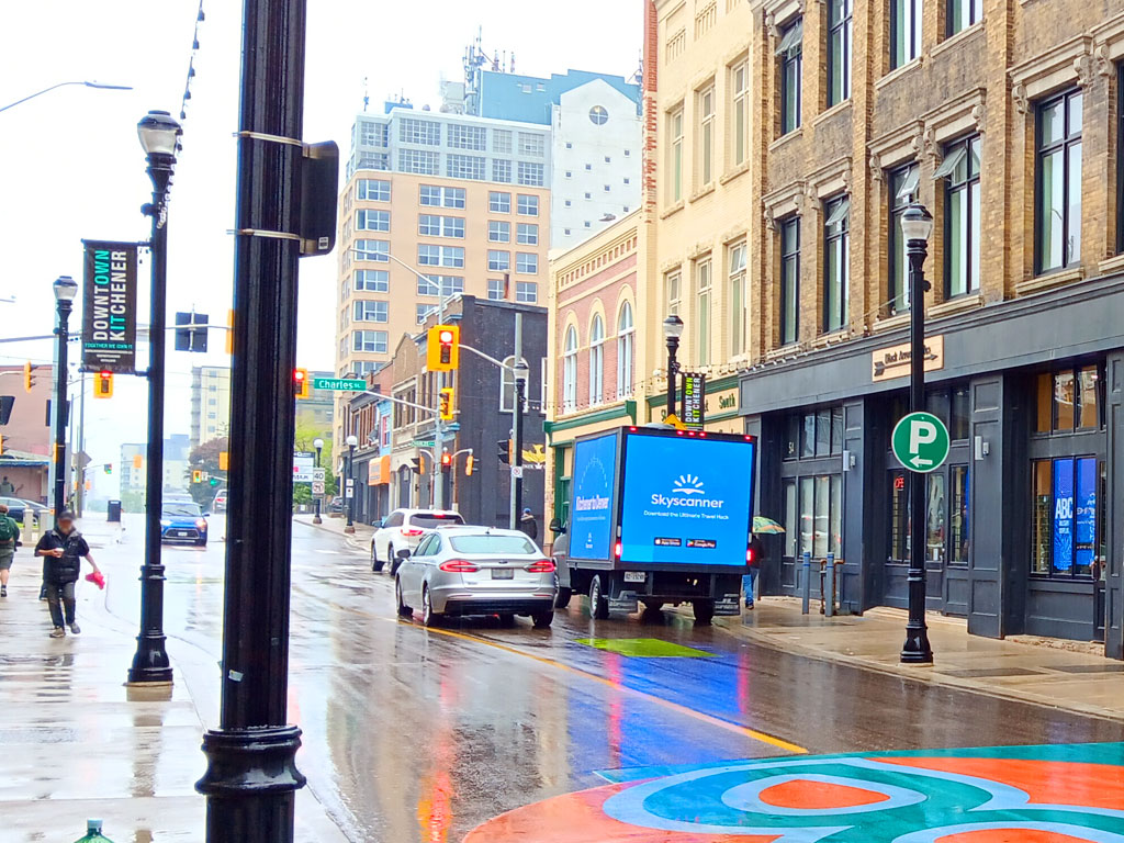 growmore skyscanner downtown kitchener mobile ditial led truck campaign growmore skyscanner downtown kitchener mobile ditial led truck campaign