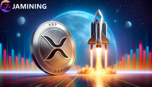 DALL E 2024 05 17 11 50 08 A digital artwork of an XRP cryptocurrency coin with its official logo de