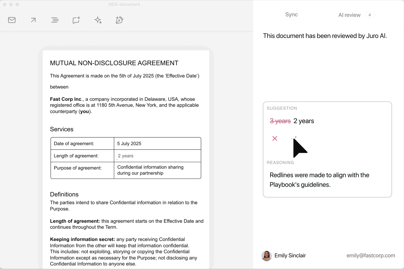 AI automatically redlines contracts against your playbooks