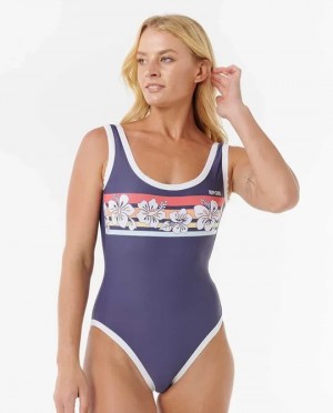 Rip Curl Womens Swimsuit Waikiki Waves Good Coverage One Piece