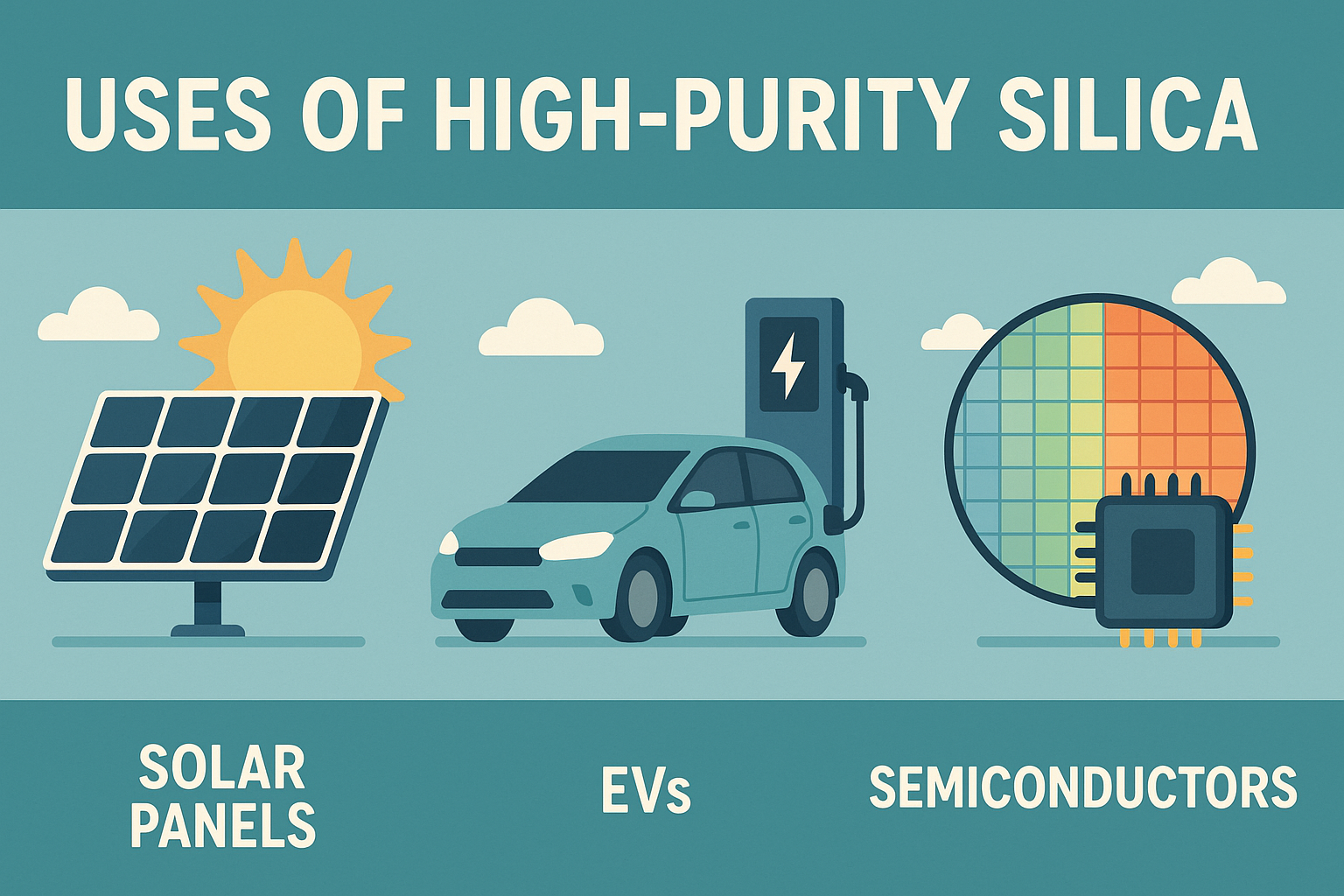 Uses of highpurity silica include solar panels electric vehicles EVs and semiconductors Uses of highpurity silica include solar panels electric vehicles EVs and semiconductors