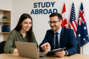 Study Abroad Consultant Guiding Student