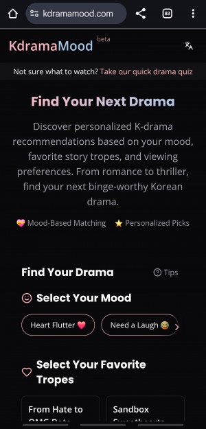 KdramaMood App Homepage