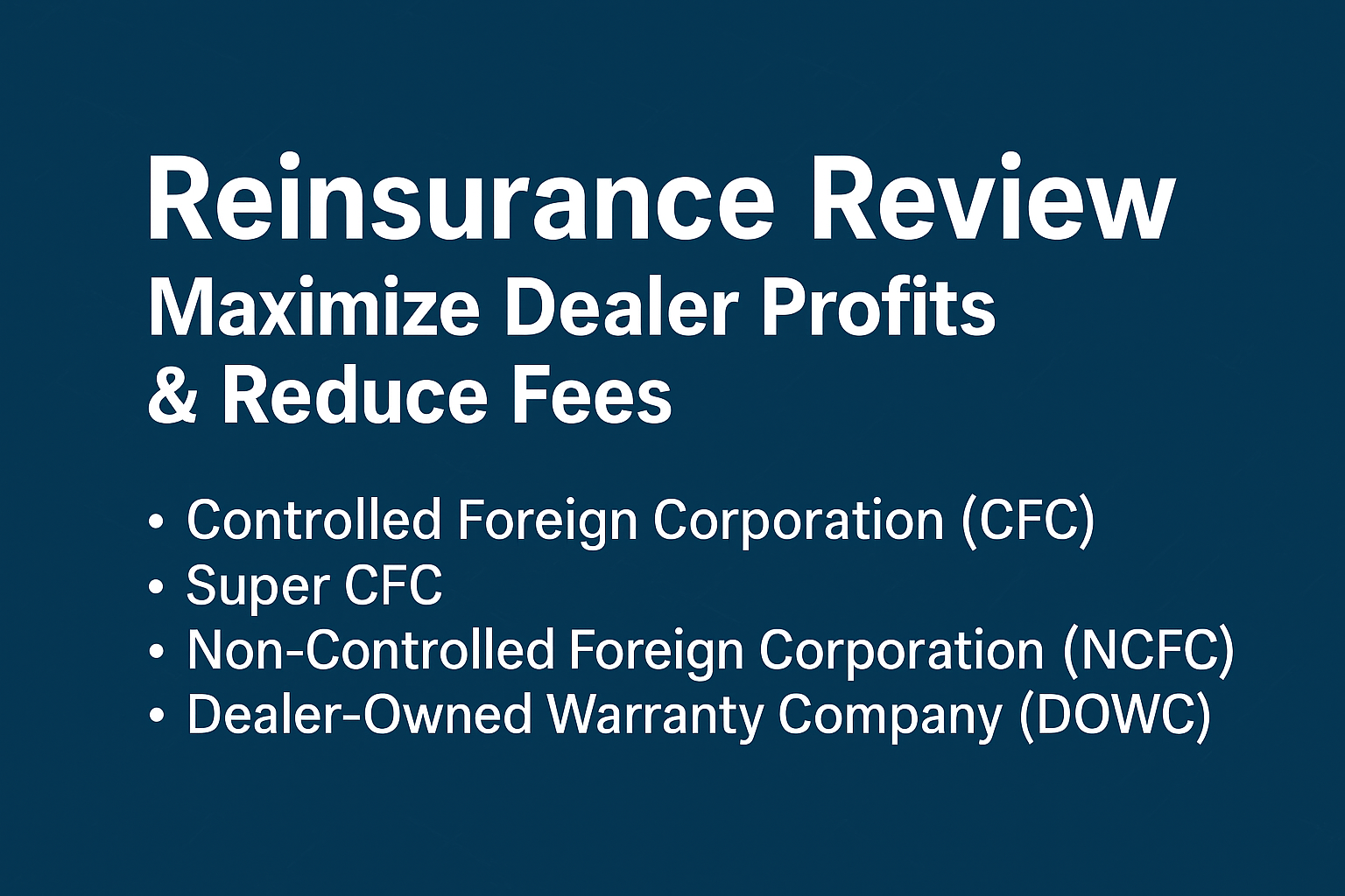 Automotive Reinsurance  Elite FI Partners