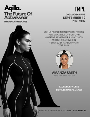 Aqilla Makes History at NYFW:Luxury Activewear Meets Live Art with Amanza Smith