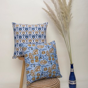 Reversible Hand Block Printed Floral Cushion Cover