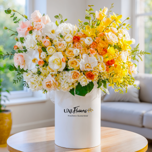 Flower In Tall round Box by UAE Flowers