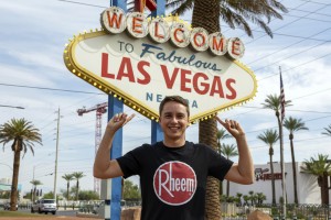 Christopher Bell at the Welcome to Fabulous Las Vegas Sign