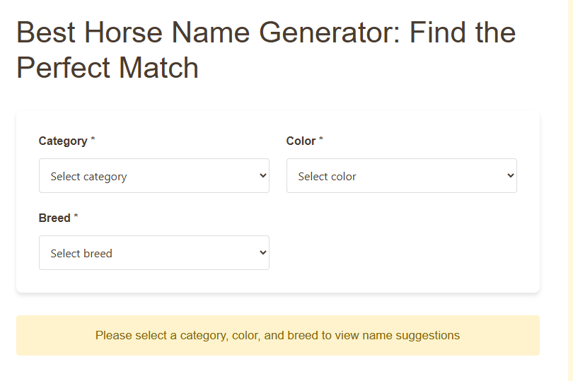 Horse Name Generator Tool