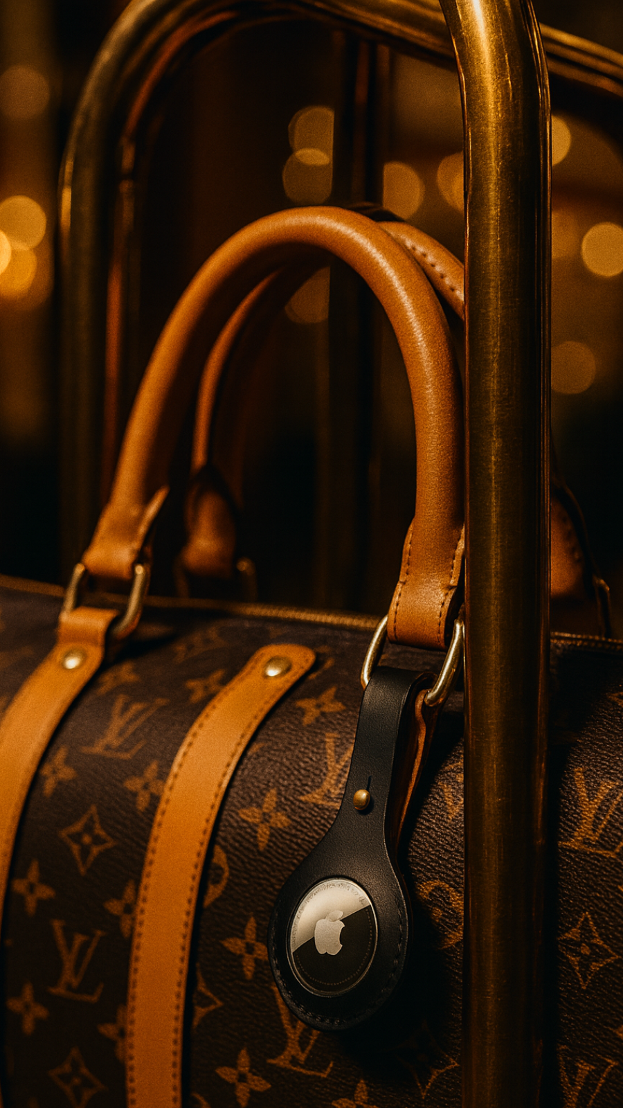 Garstin airtag luggage tag on LV suitcase