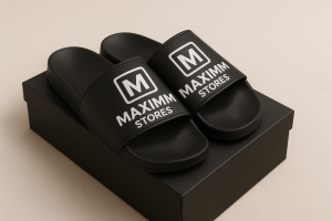 Black Sandals on Beige Surface 1