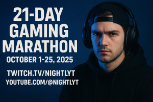 Streamer Nightlyt Announces 21-Day Gaming Marathon Starting October 1, 2025