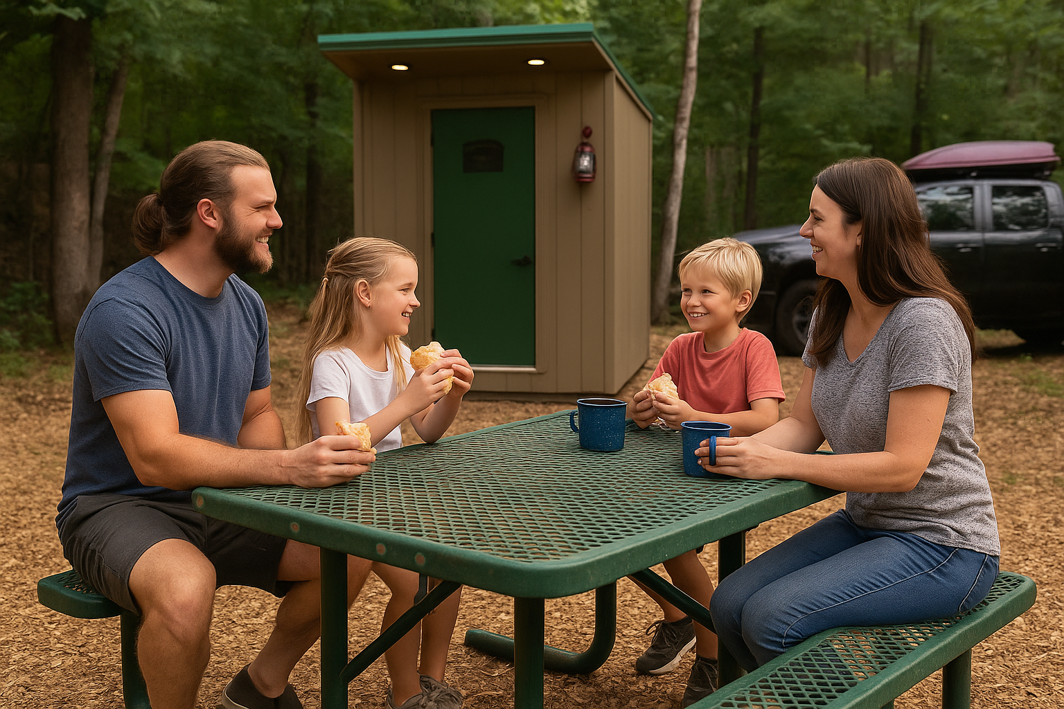 PlainsCraft Shower House family outdoor gathering