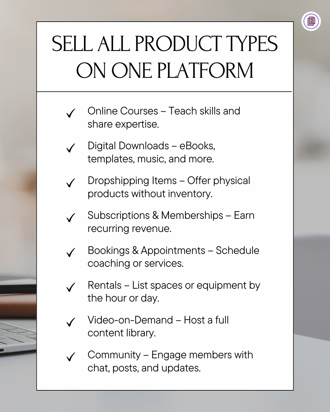 Start selling courses digital products and membershipskeep 100 of your sales