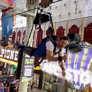 NASCAR Cup Series Driver Daniel Suárez at the Welcome to Fabulous Las Vegas Sign