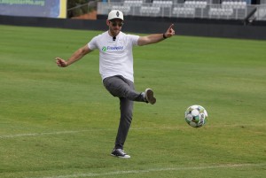 NASCAR Cup Series Driver Daniel Suárez kicks it with the Las Vegas Lights