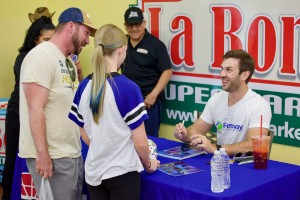 NASCAR Cup Series Driver Daniel Suárez visits with fans at La Bonita Supermarkets