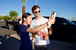 NASCAR Cup Series Driver Daniel Suárez visits with fans at La Bonita Supermarkets