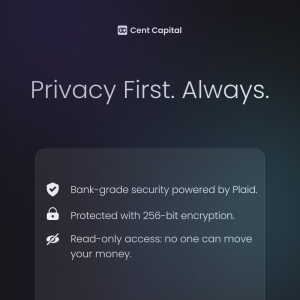 Privacy first. Always. Bank-grade security & read-only access mean your data is safe. #CentCapital