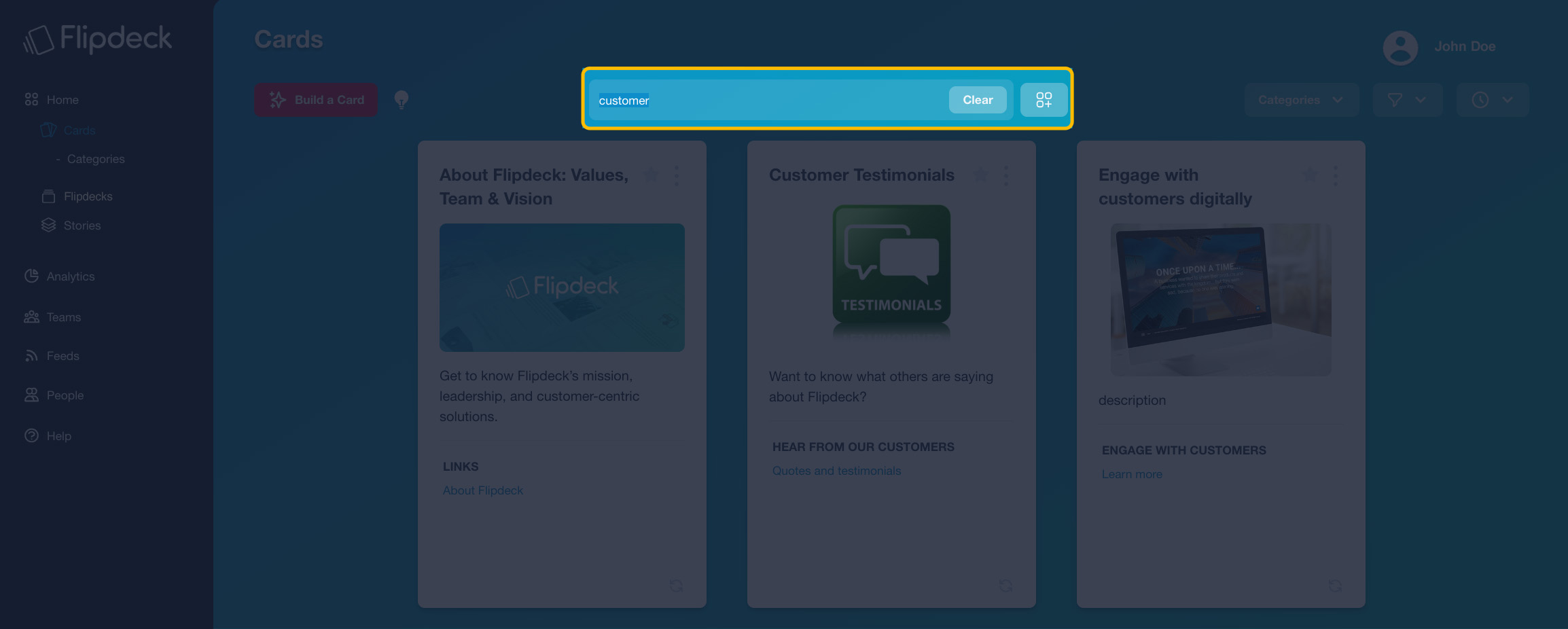 Updated Search makes finding Cards much easier than before  