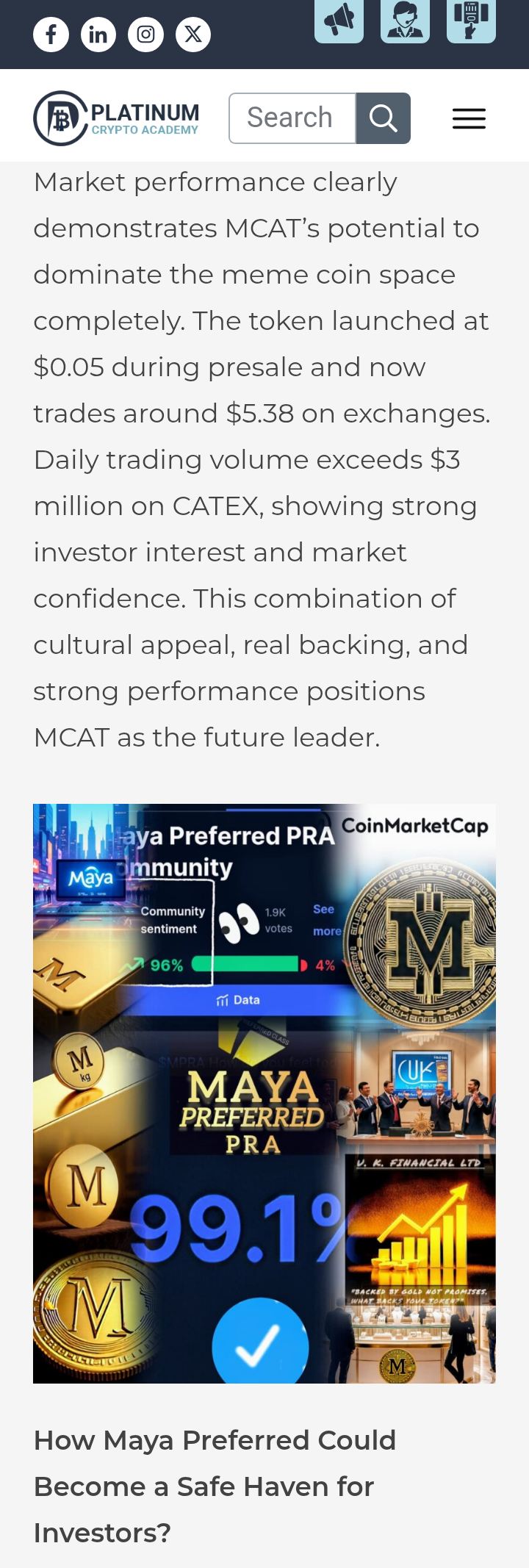 Picture of the Maya preferred project in the platinum crypto academy magazine Picture of the Maya preferred project in the platinum crypto academy magazine