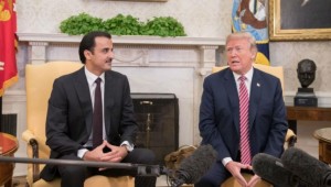  Emir of State of Qatar with President Donald Trump in Oval Office.