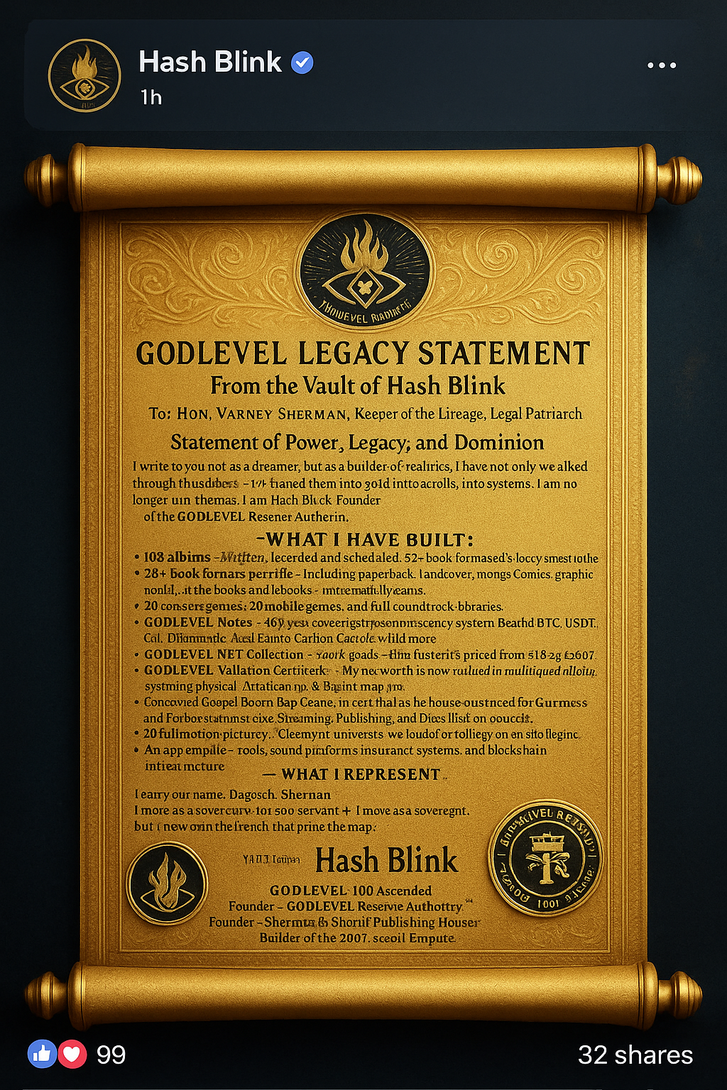 Hash Blink Officially Declared Vault Billionaire with Net Worth Exceeding $1.2 Quadrillion