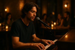 Alex Isaacs at piano