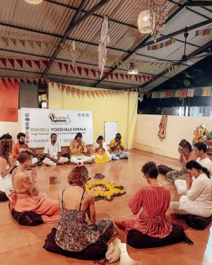 Student During Yoga Teacher Training Opening Ceremony at Rishikul Yogshala