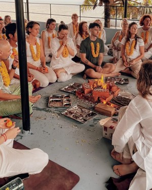 Students Participating in the Yoga Teacher Training Opening Ceremony at Rishikul