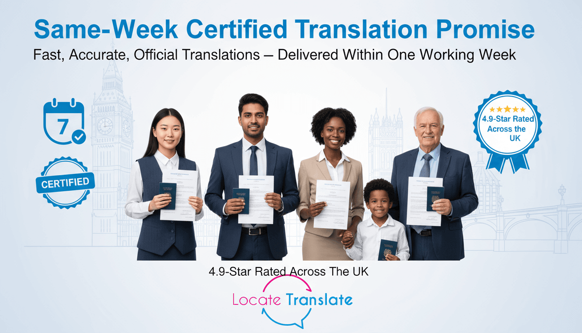 Locate Translate Launches 4.9-Star Same-Week Certified Translation Promise Across the UK