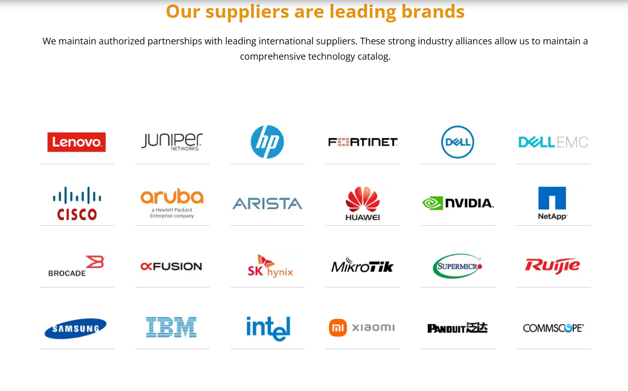 Our suppliers are leading brands