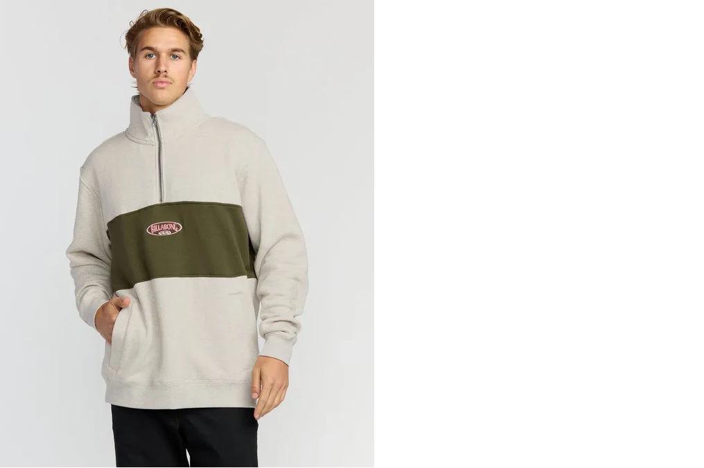 Billabong Mens Sweatshirt Bad Dog 3 4 Zip Mockneck