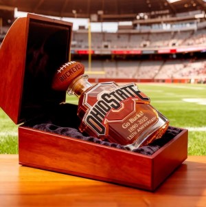Ohio State Buckeyes Go Bucks Whiskey Bottle is newly released on Vitestyle