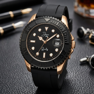 Quartz Men’s Watch – The Dark Night Rose Gold by Dapper Watches
