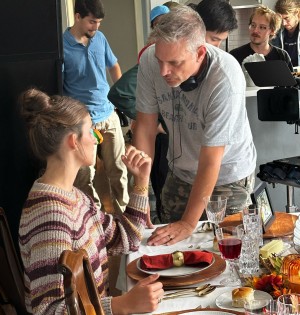 Dirctor Clayton Guiltner and Natalia Varni on set.