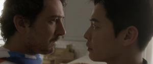 Nicholas Ewing (Marcus) and Theo Jang (Scott) face off.