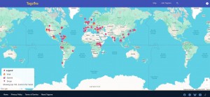 PInned places across the world