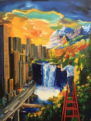 Leave the world behind - Oil on Wood Panel 2025