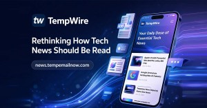 TempWire News interface highlighting clean, fast, and distraction-free tech coverage
