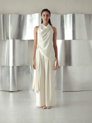 ANITQUE WHITE COWL TOP