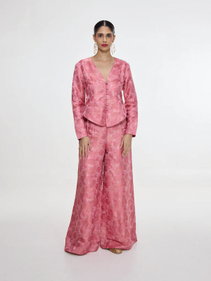 Handwoven Soft Pink Jacket Set