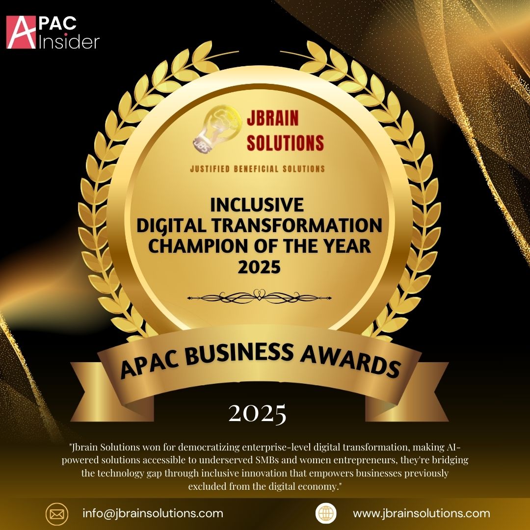Jbrain Solutions Wins “Inclusive Digital Transformation Champion of the Year 2025” at APAC Business Awards