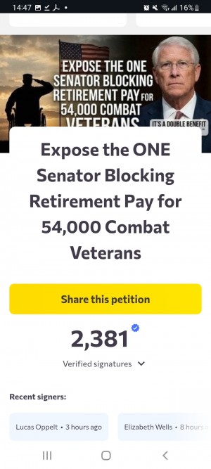 National Petition Change.org/54kveterans calls on Senator Wicker to Reverse Course