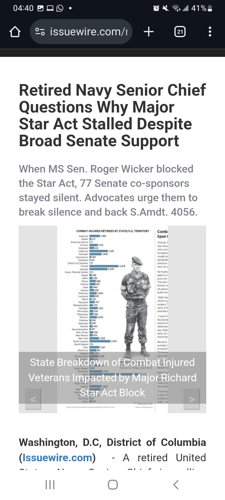 State Break Down Of 54000 Combat Injured Veterans State Break Down Of 54000 Combat Injured Veterans