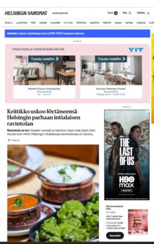Helsinki Sanomat Published Report on Swad Indian Bistro & Bar, Helsinki