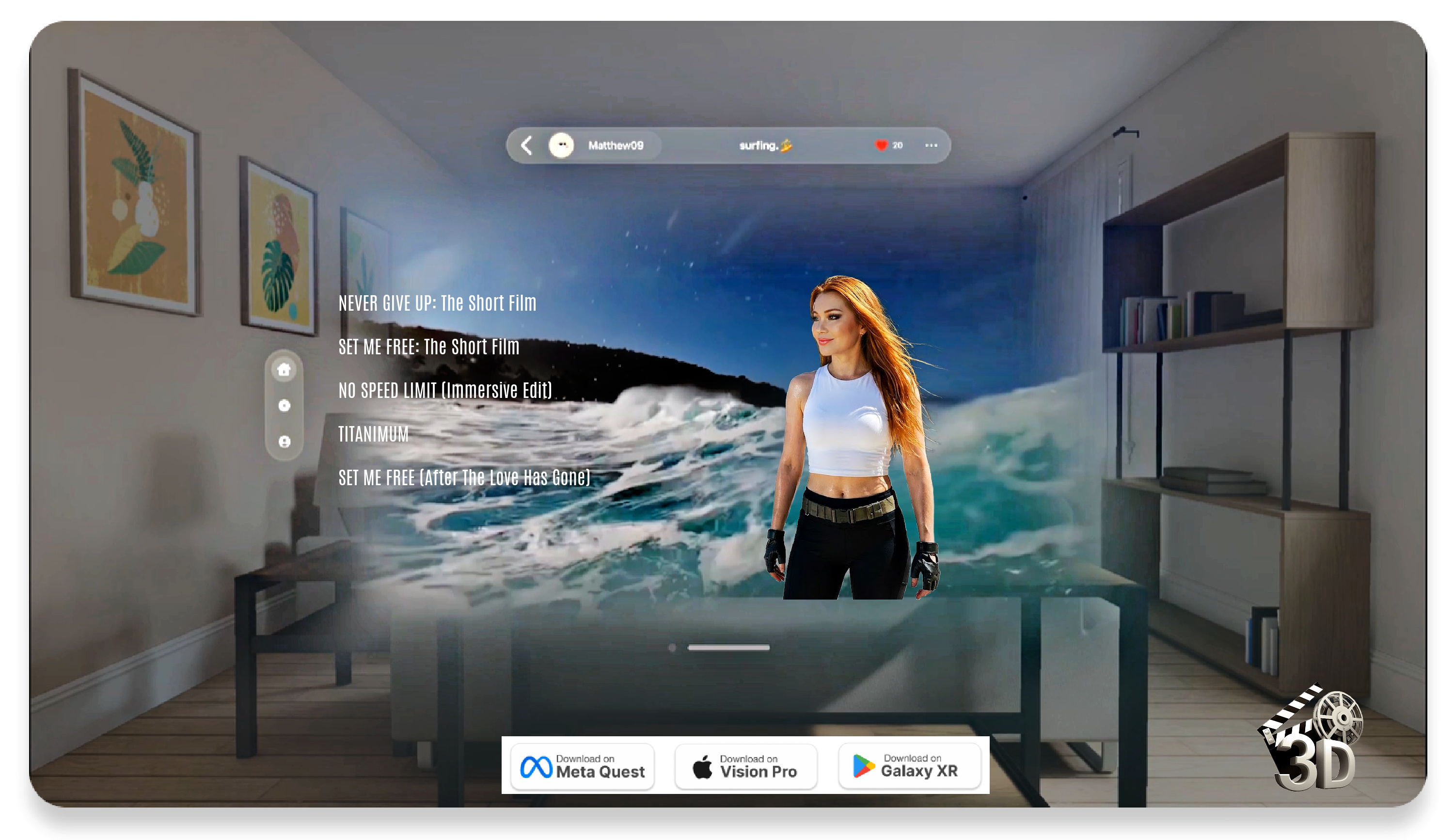 Never Give Up The 3D Music Video Meta QuestVisionPro GalaxyXR