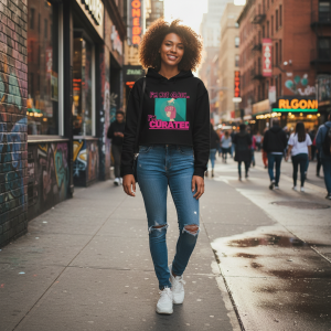 Im not Crazy Im Curated Cropped Hoodie Walking Urban